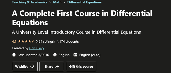 A Complete First Course in Differential Equations – Udemy
