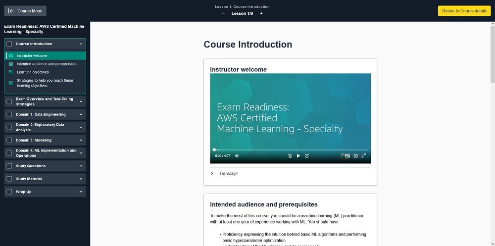 Exam Readiness: AWS Certified Machine Learning - Specialty | Machine Learning Online Course | AWS Training & Certification