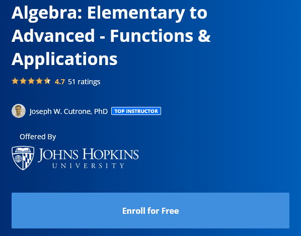 Algebra: Elementary to Advanced - Functions & Applications – Johns Hopkins