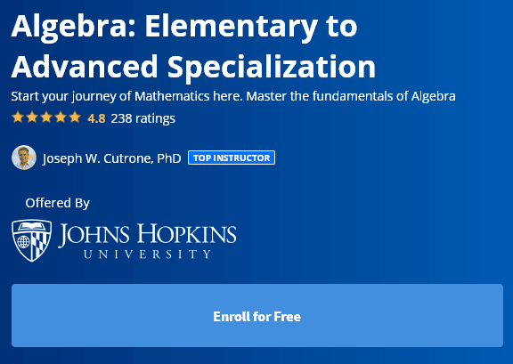 Algebra: Elementary to Advanced Specialization