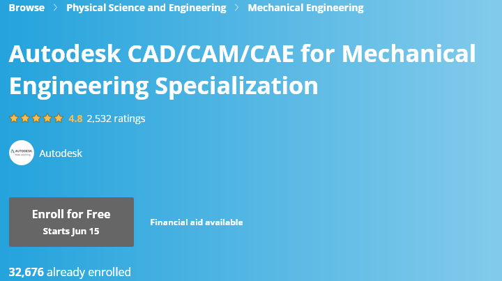 Autodesk CAD CAM CAE for Mechanical Engineering Specialization