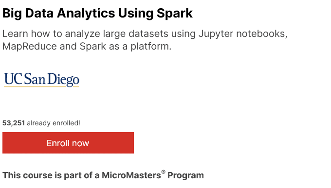 Big Data Analytics Using Spark - UC San Diego