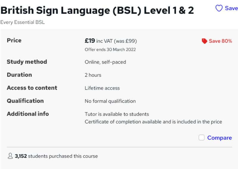 British Sign Language (BSL) Level 1 & 2 – Reed Courses