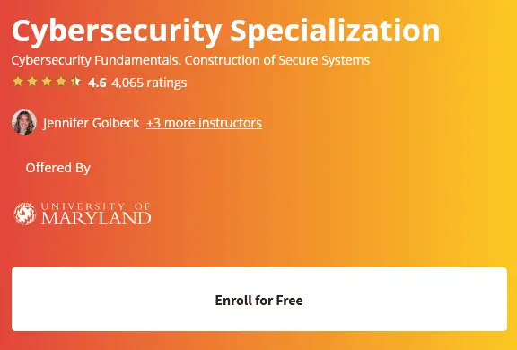 Cybersecurity Specialization University of Maryland