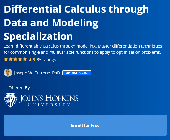 Differential Calculus through Data and Modeling Specialization