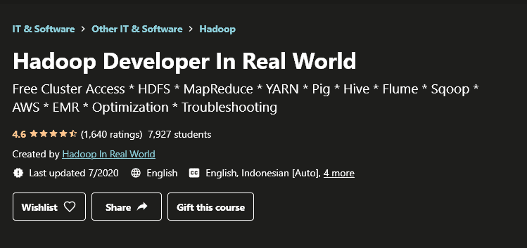 Hadoop Developer In Real World – Udemy