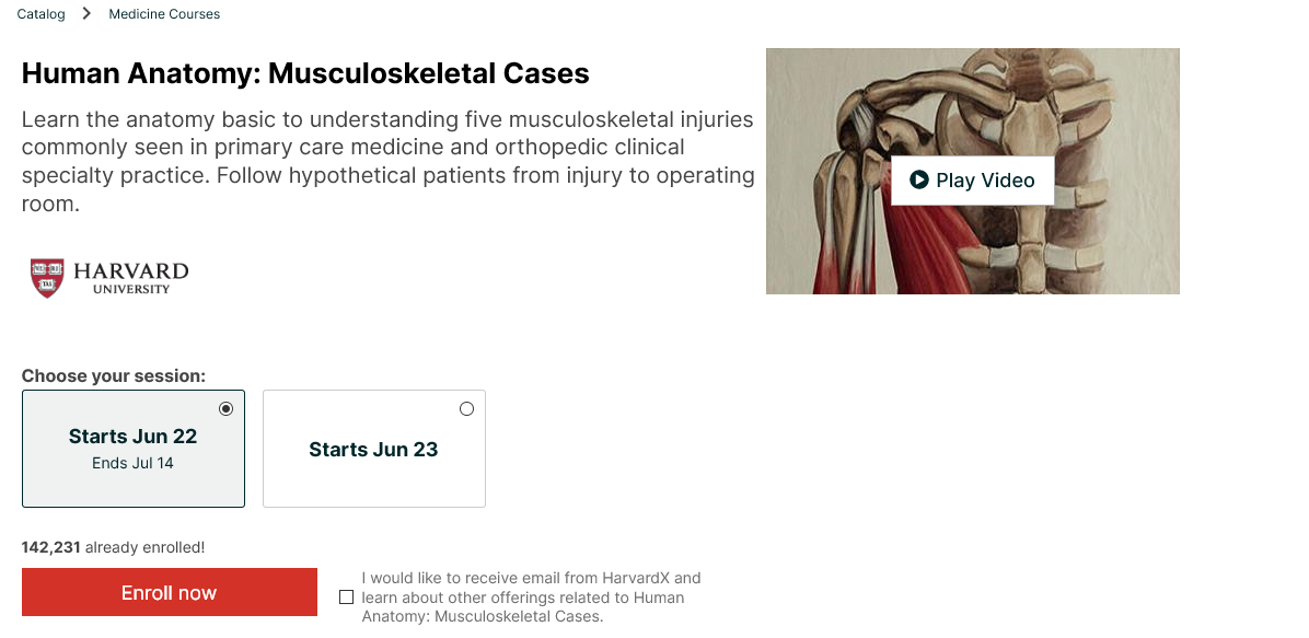 Harvard University Human Anatomy - Musculoskeletal Cases