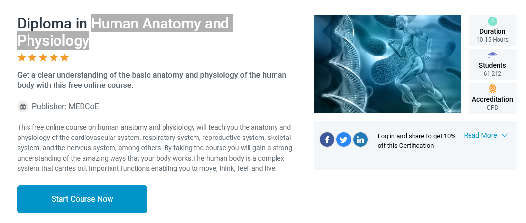 Human Anatomy and Physiology – Alison