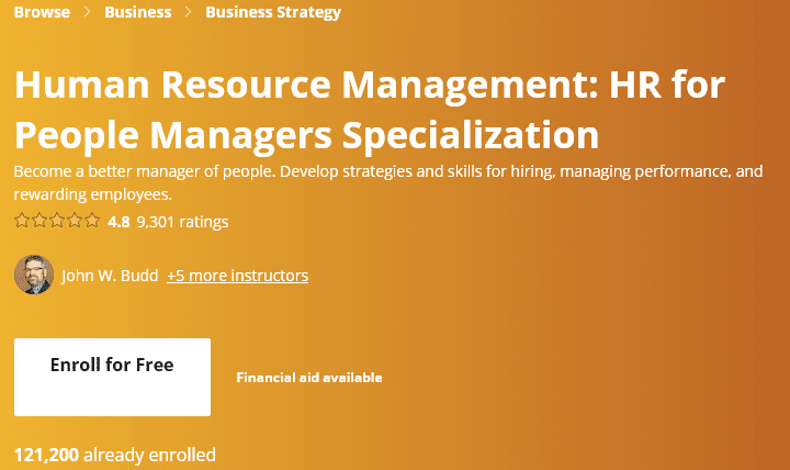 Human Resource Management HR for People Managers Specialization