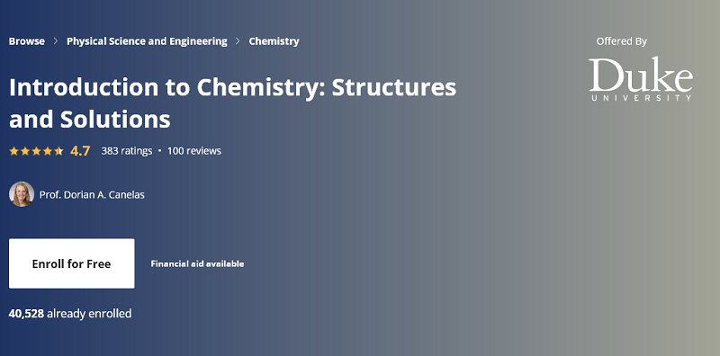 Introduction to Chemistry Structures and Solutions - Duke University