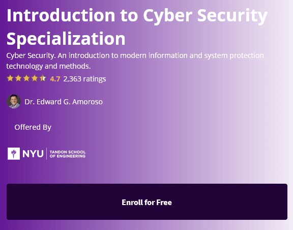 Introduction to Cyber Security Specialization – NYU