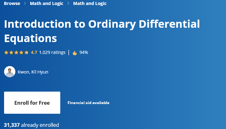 Introduction to Ordinary Differential Equations – KAIST