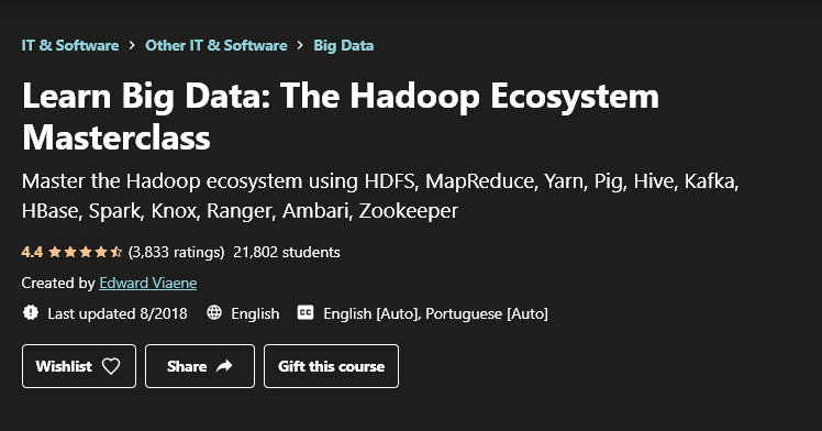 Learn Big Data: The Hadoop Ecosystem Masterclass – Udemy