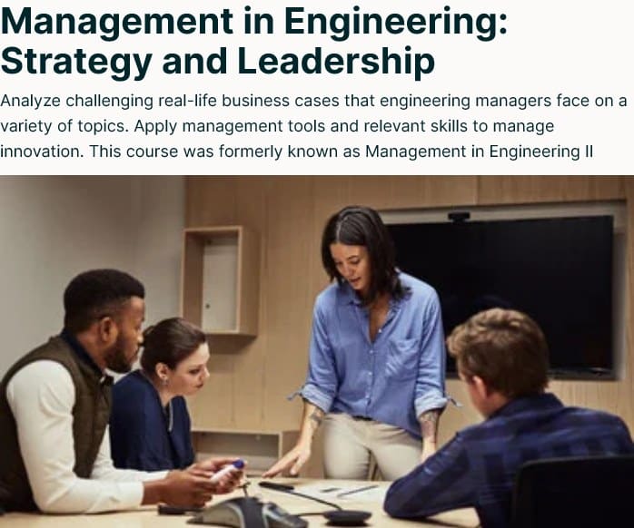 Management in Engineering: Strategy and Leadership