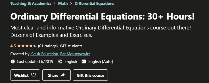 Ordinary Differential Equations – Udemy