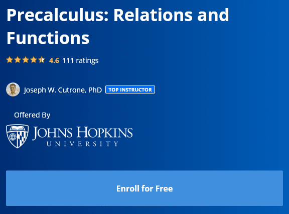 Precalculus Relations and Functions – Johns Hopkins