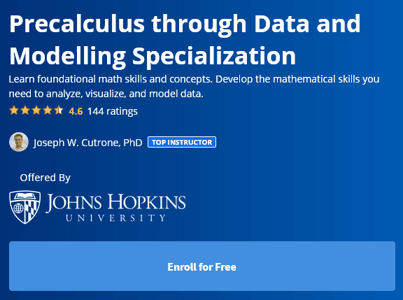 Precalculus through Data and Modelling Specialization